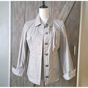 Chico's Jacket Size 0 Small Bling Embroidery Mocha / Tan Granola Girl Academia